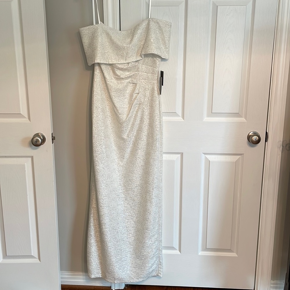 NWT white and gold speckled off the shoulder dress with light/comfy stretch!